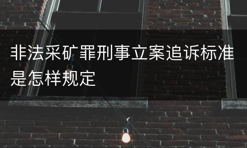 非法采矿罪刑事立案追诉标准是怎样规定
