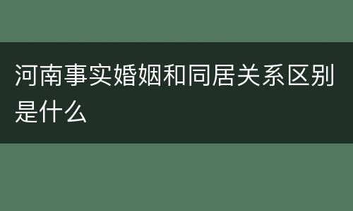 河南事实婚姻和同居关系区别是什么