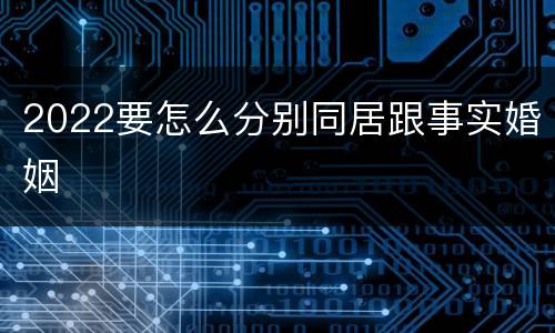 2022要怎么分别同居跟事实婚姻