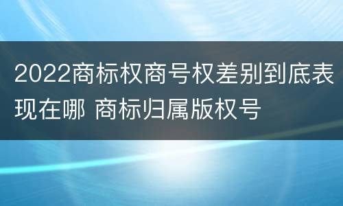 2022商标权商号权差别到底表现在哪 商标归属版权号