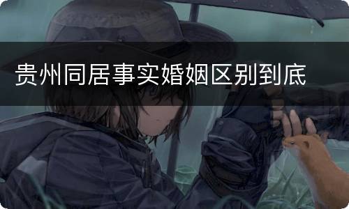 贵州同居事实婚姻区别到底