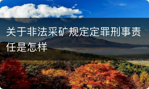 关于非法采矿规定定罪刑事责任是怎样