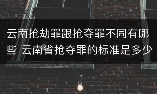 云南抢劫罪跟抢夺罪不同有哪些 云南省抢夺罪的标准是多少?