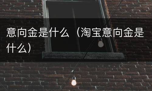 意向金是什么（淘宝意向金是什么）