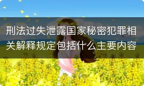 刑法过失泄露国家秘密犯罪相关解释规定包括什么主要内容
