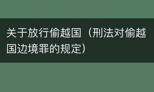 关于放行偷越国（刑法对偷越国边境罪的规定）