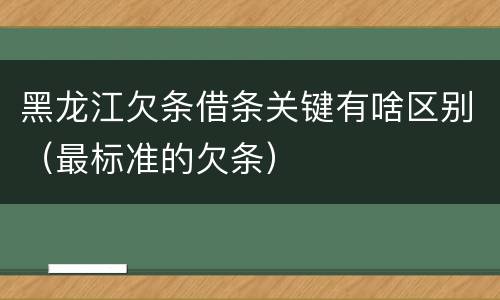 黑龙江欠条借条关键有啥区别（最标准的欠条）
