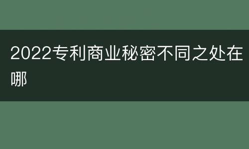 2022专利商业秘密不同之处在哪