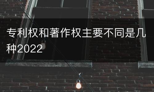 专利权和著作权主要不同是几种2022