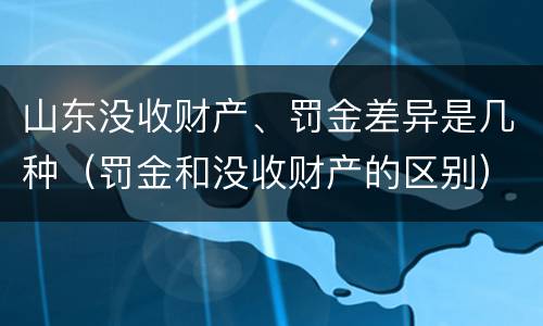 山东没收财产、罚金差异是几种（罚金和没收财产的区别）
