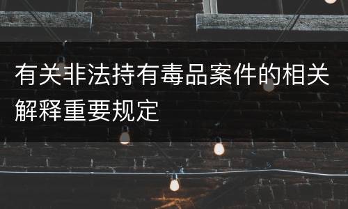 有关非法持有毒品案件的相关解释重要规定