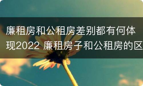 廉租房和公租房差别都有何体现2022 廉租房子和公租房的区别