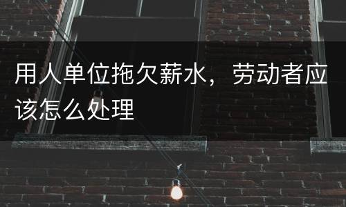 用人单位拖欠薪水，劳动者应该怎么处理