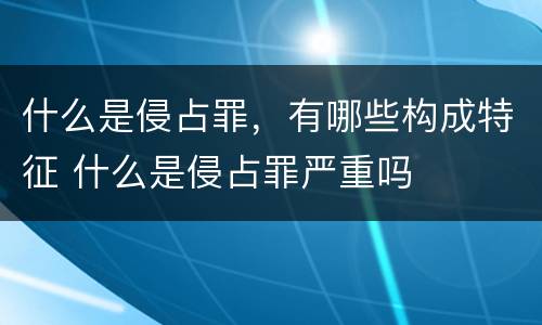 什么是侵占罪，有哪些构成特征 什么是侵占罪严重吗