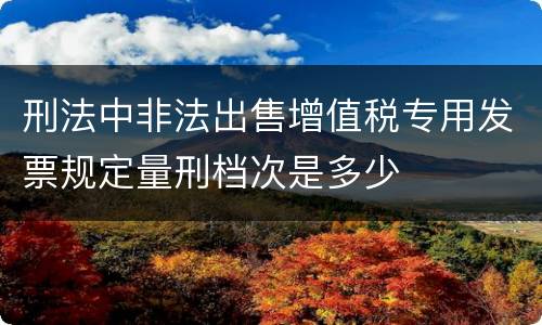 刑法中非法出售增值税专用发票规定量刑档次是多少