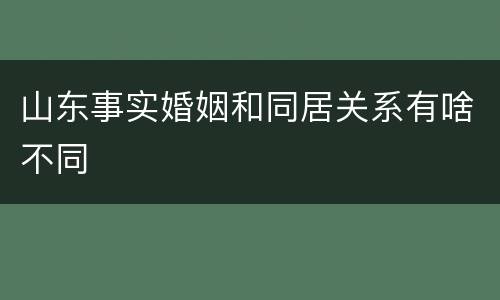 山东事实婚姻和同居关系有啥不同