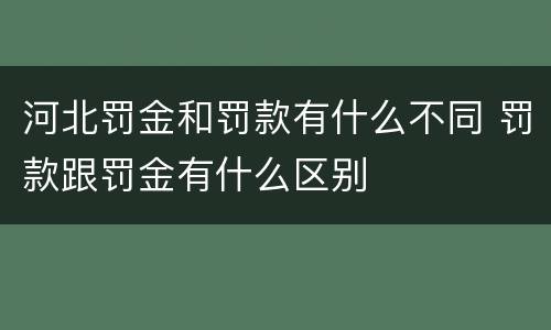 河北罚金和罚款有什么不同 罚款跟罚金有什么区别
