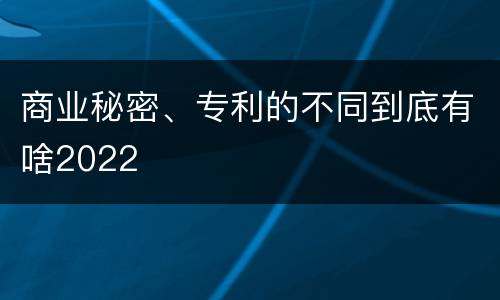 商业秘密、专利的不同到底有啥2022