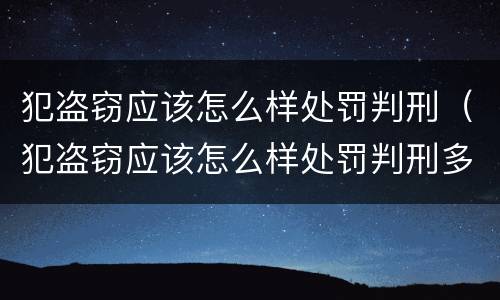 犯盗窃应该怎么样处罚判刑（犯盗窃应该怎么样处罚判刑多久）