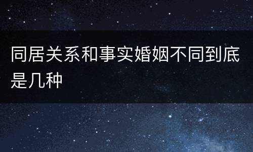 同居关系和事实婚姻不同到底是几种
