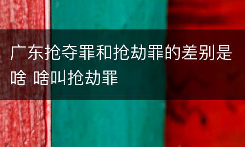 广东抢夺罪和抢劫罪的差别是啥 啥叫抢劫罪