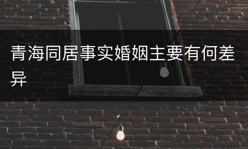 青海同居事实婚姻主要有何差异