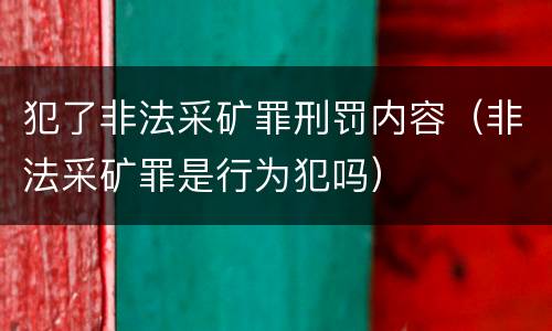 犯了非法采矿罪刑罚内容（非法采矿罪是行为犯吗）