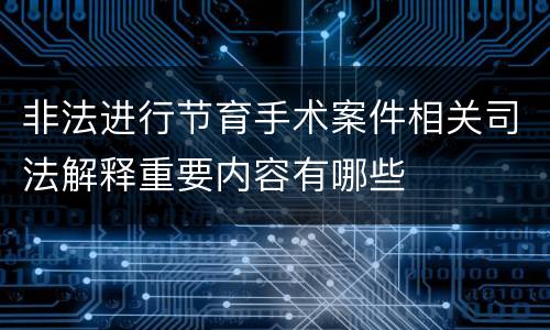 非法进行节育手术案件相关司法解释重要内容有哪些