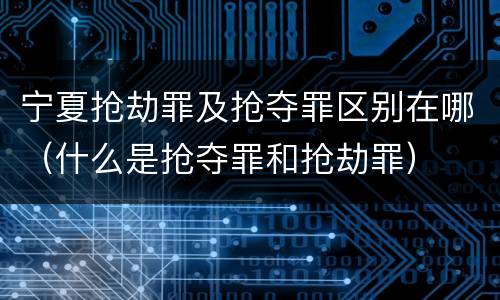 宁夏抢劫罪及抢夺罪区别在哪（什么是抢夺罪和抢劫罪）