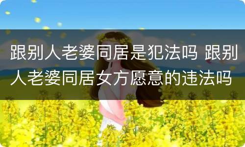 跟别人老婆同居是犯法吗 跟别人老婆同居女方愿意的违法吗?
