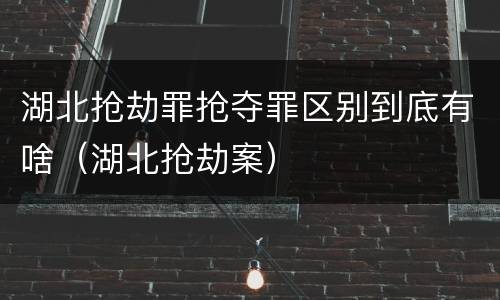 湖北抢劫罪抢夺罪区别到底有啥（湖北抢劫案）