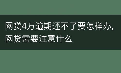 网贷4万逾期还不了要怎样办,网贷需要注意什么