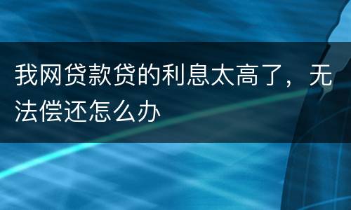 我网贷款贷的利息太高了，无法偿还怎么办