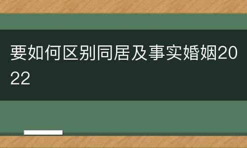 要如何区别同居及事实婚姻2022