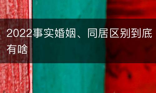 2022事实婚姻、同居区别到底有啥