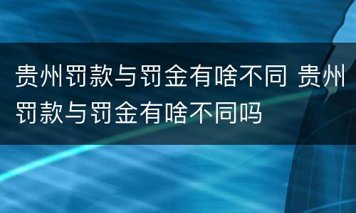 贵州罚款与罚金有啥不同 贵州罚款与罚金有啥不同吗