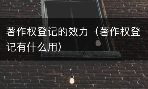 著作权登记的效力（著作权登记有什么用）