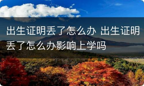 出生证明丢了怎么办 出生证明丢了怎么办影响上学吗