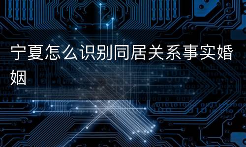宁夏怎么识别同居关系事实婚姻