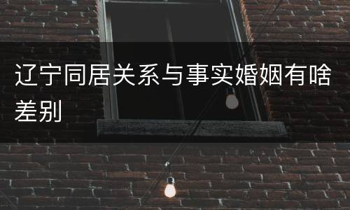 辽宁同居关系与事实婚姻有啥差别