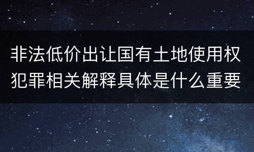 非法低价出让国有土地使用权犯罪相关解释具体是什么重要内容