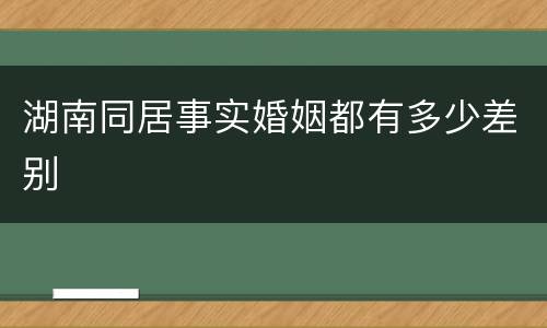 湖南同居事实婚姻都有多少差别
