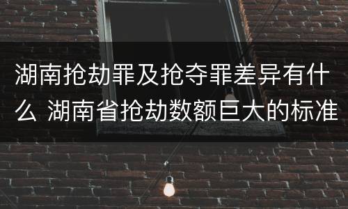 湖南抢劫罪及抢夺罪差异有什么 湖南省抢劫数额巨大的标准