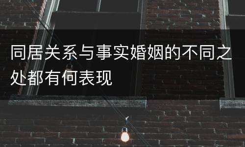 同居关系与事实婚姻的不同之处都有何表现