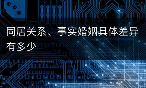 同居关系、事实婚姻具体差异有多少