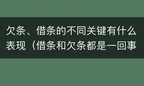 欠条、借条的不同关键有什么表现（借条和欠条都是一回事）