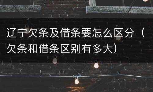辽宁欠条及借条要怎么区分（欠条和借条区别有多大）