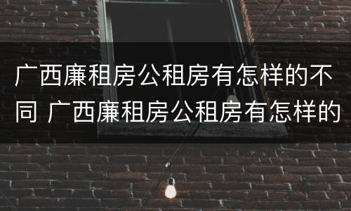 广西廉租房公租房有怎样的不同 广西廉租房公租房有怎样的不同呢