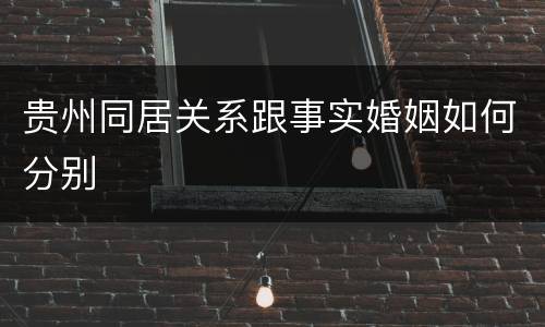 贵州同居关系跟事实婚姻如何分别