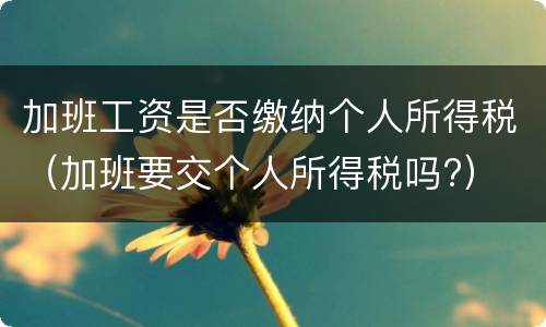 加班工资是否缴纳个人所得税(加班要交个人所得税吗?)